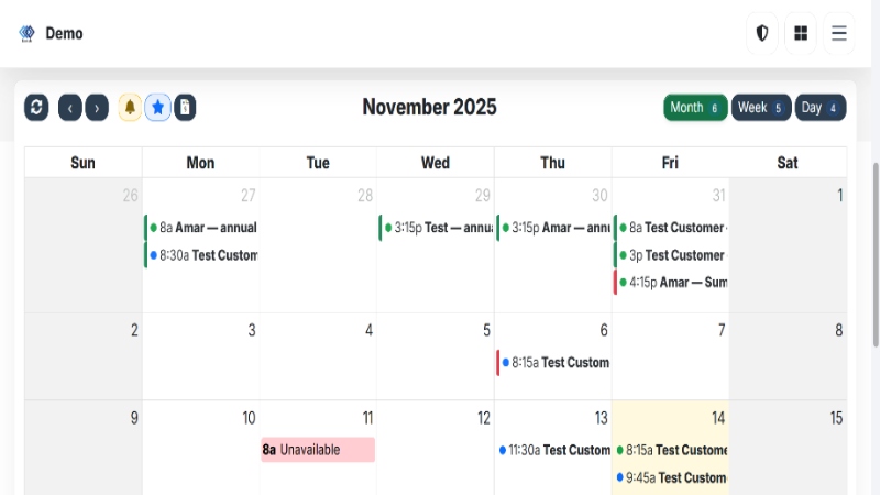 Calendrier de prise de rendez-vous avec créneaux disponibles