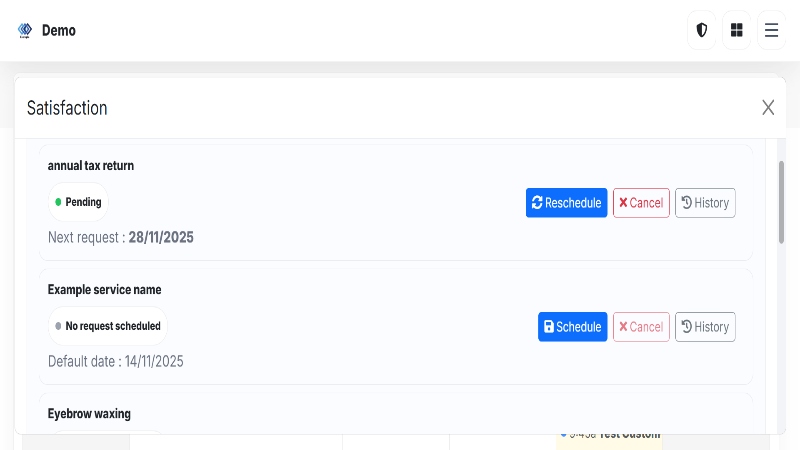 Notation de satisfaction client de 1 à 5 après un rendez-vous