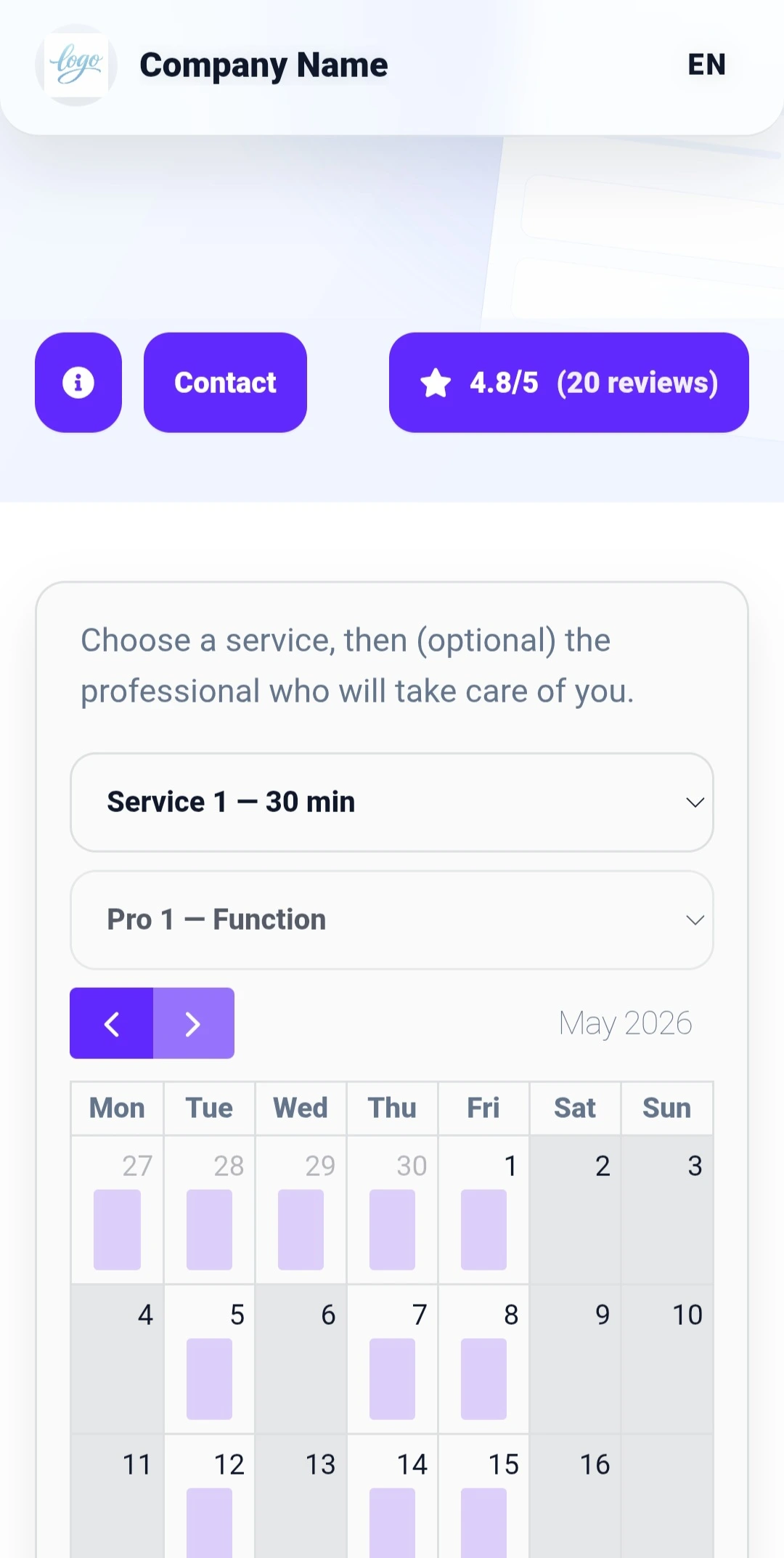 Client booking journey on RDVnow
