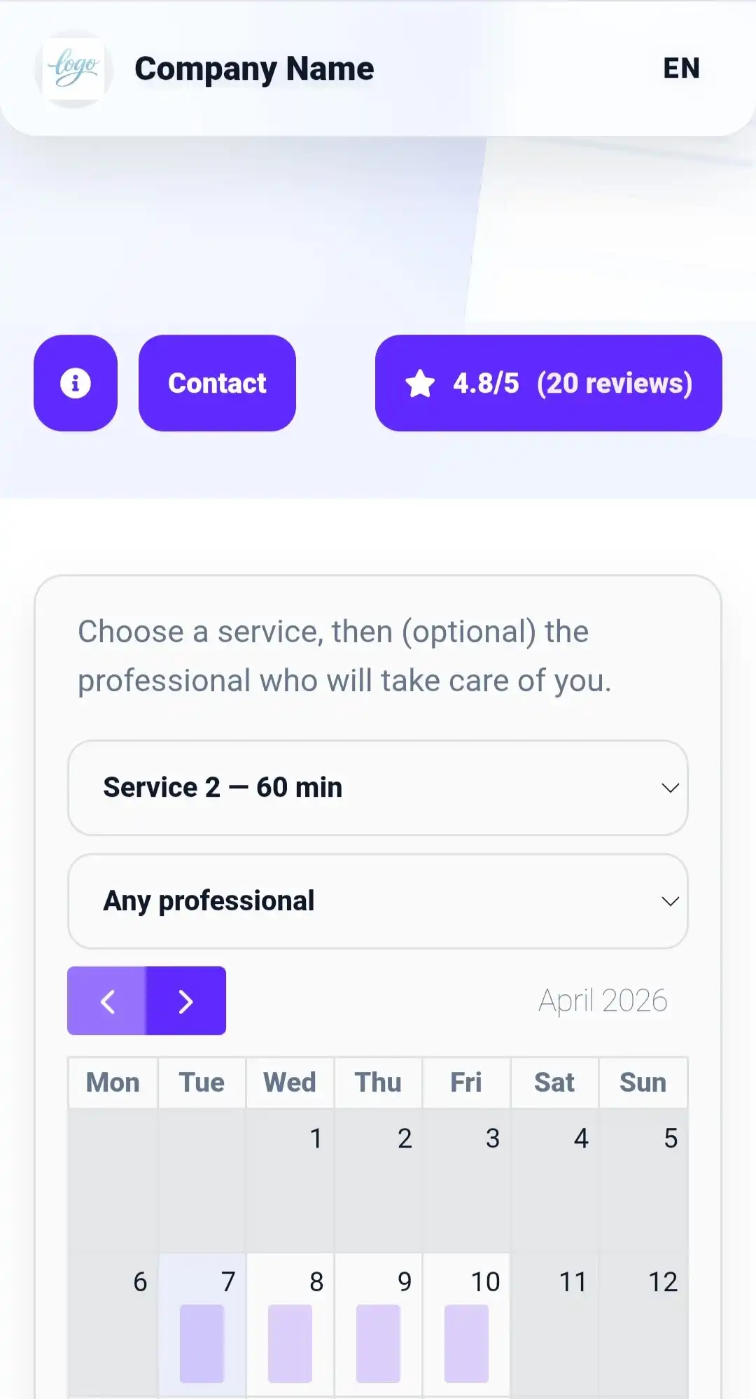 Client booking journey on RDVnow