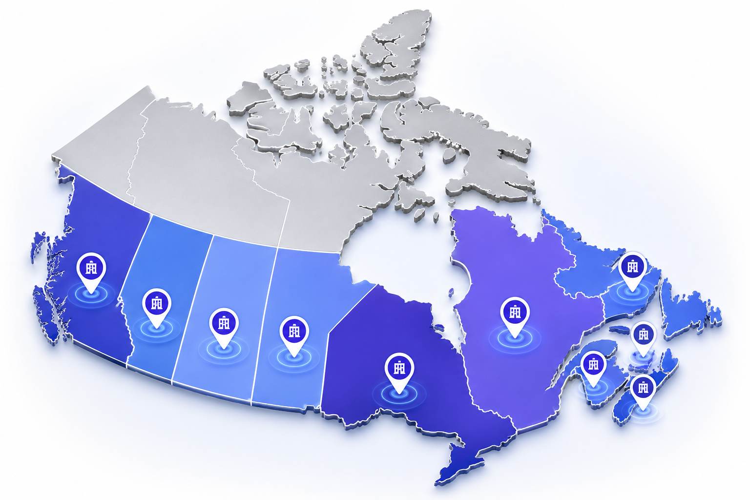 Présence de RDVnow dans les dix provinces canadiennes